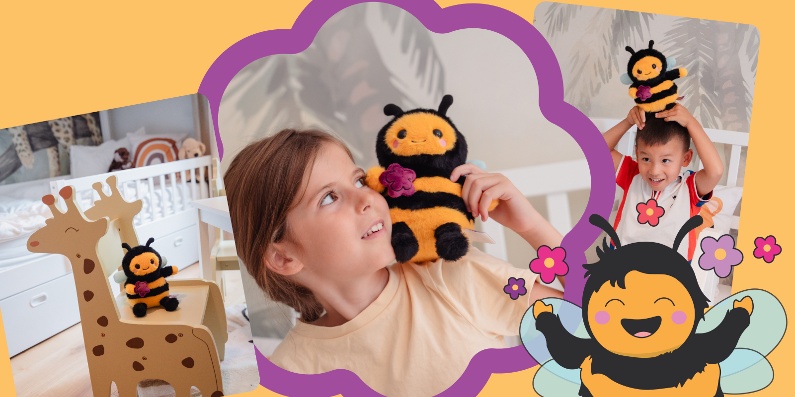 Kinder mit dem flauschigen Plüsch-Buzzy
